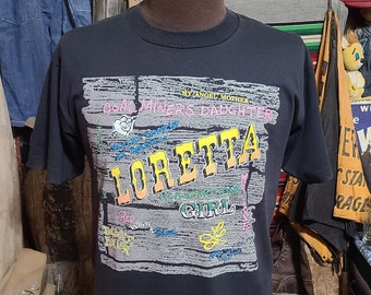 Vintage 1989 Loretta Lynn Coal Miners Tochter Country Rock Konzert Tournee 80er Jahre Musik Fan Band Single Stitch T-Shirt 42 L