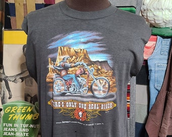 Vintage 1988 Easyriders 3d Emblem Austin Texas Motorcycle Rodeo Biker MC Harley Rare 80s graphic punk trucker tee t shirt 40 M