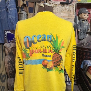 NOS Vintage 1987 Ocean Pacific OP SKateboard Skate Pineapple surf pop art long sleeve single stitch tee t shirt 42 L
