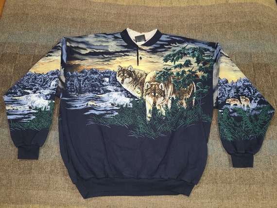 vintage wolf sweatshirt 80s - Gem