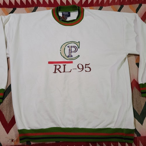 VIntage 1995 Ralph Lauren Polo C-95 2 tone pullover 2024 stadium wing sweater sweatshirt 46 L / XL