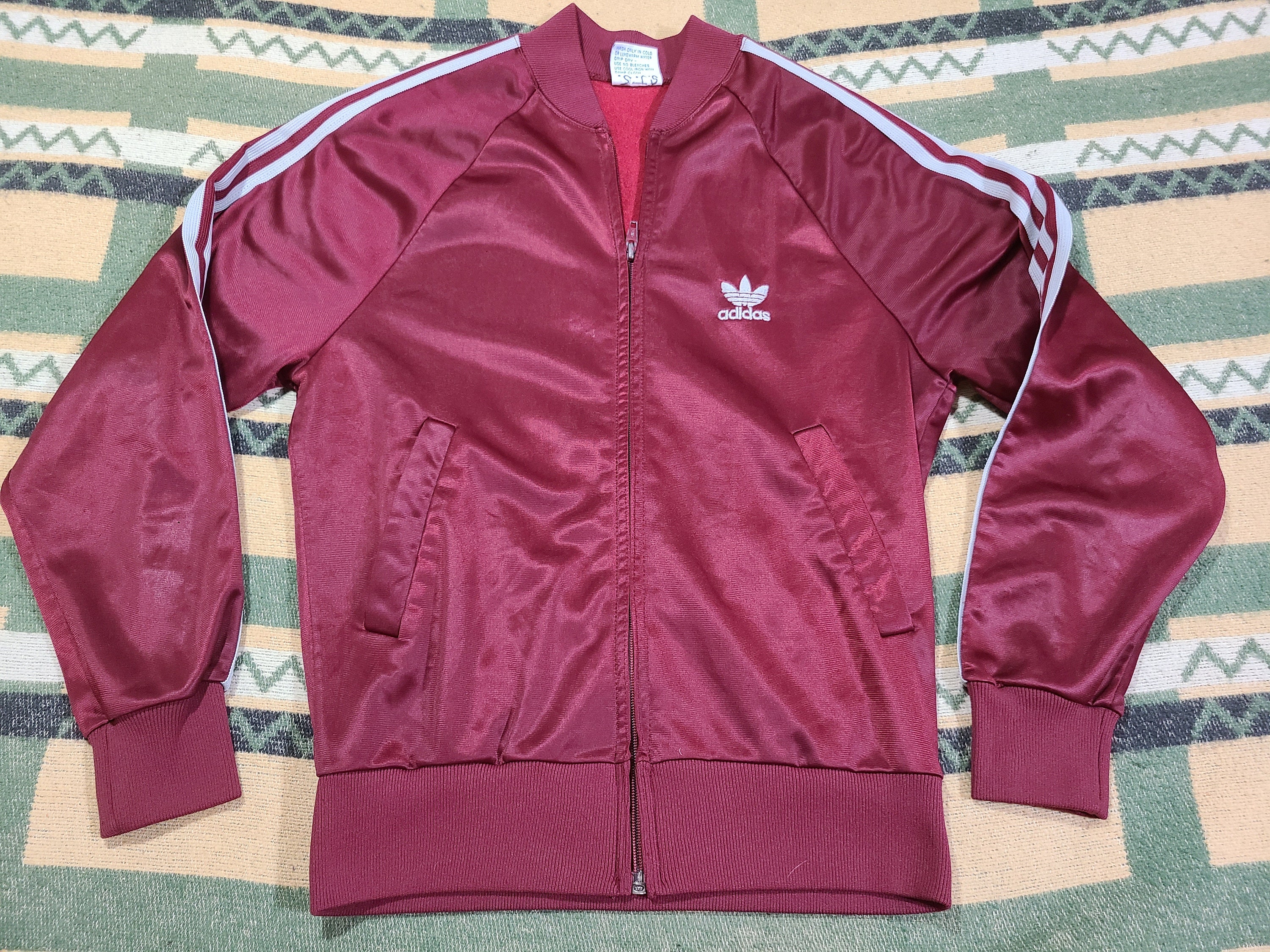 Vintage 1970s ATP Adidas trefoil logo polyester 3 stripes breakdance b boy  running jogging track top jacket 34 S / XS