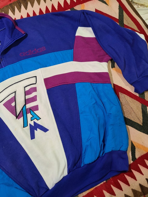 NOS Vintage 80s 90s Team Adidas color block Trico… - image 3