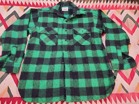 Vintage 40s 50s Big Mike Plaid Wool button up wor… - image 4