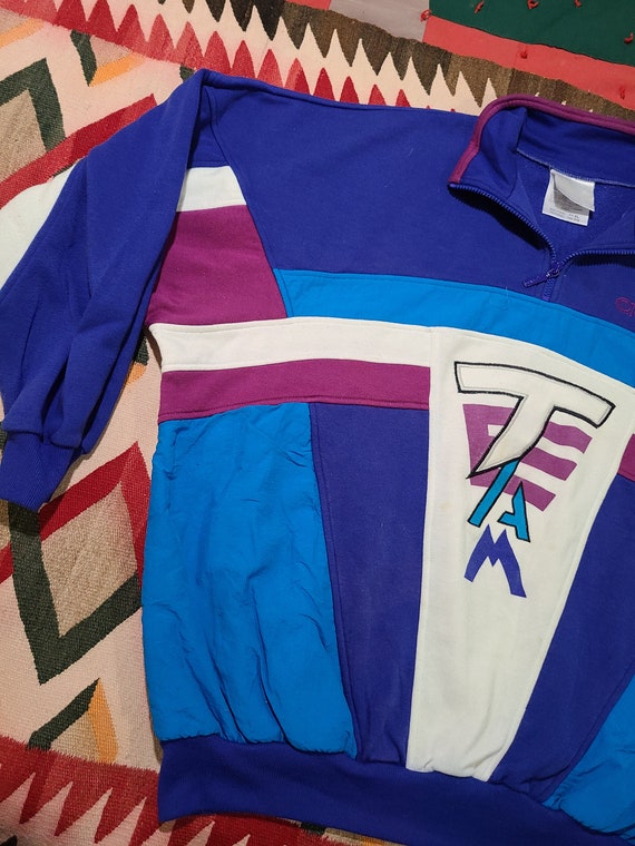 NOS Vintage 80s 90s Team Adidas color block Trico… - image 2