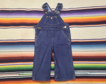 Vintage 70s Jet Set vestbak Denim Toddler Baby kids childs Work wear overalls nine 9 months 9m