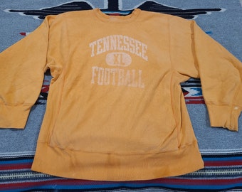 VIntage 80s Champion Reverse Weave Tennessee Football Faded ORANGE UsA pullover sports sweater sweatshirt 42 L