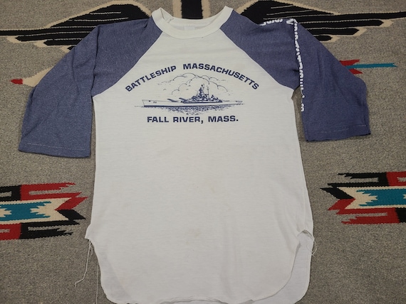 Vintage 1970s USS Massachusetts Battleship soft t… - image 4