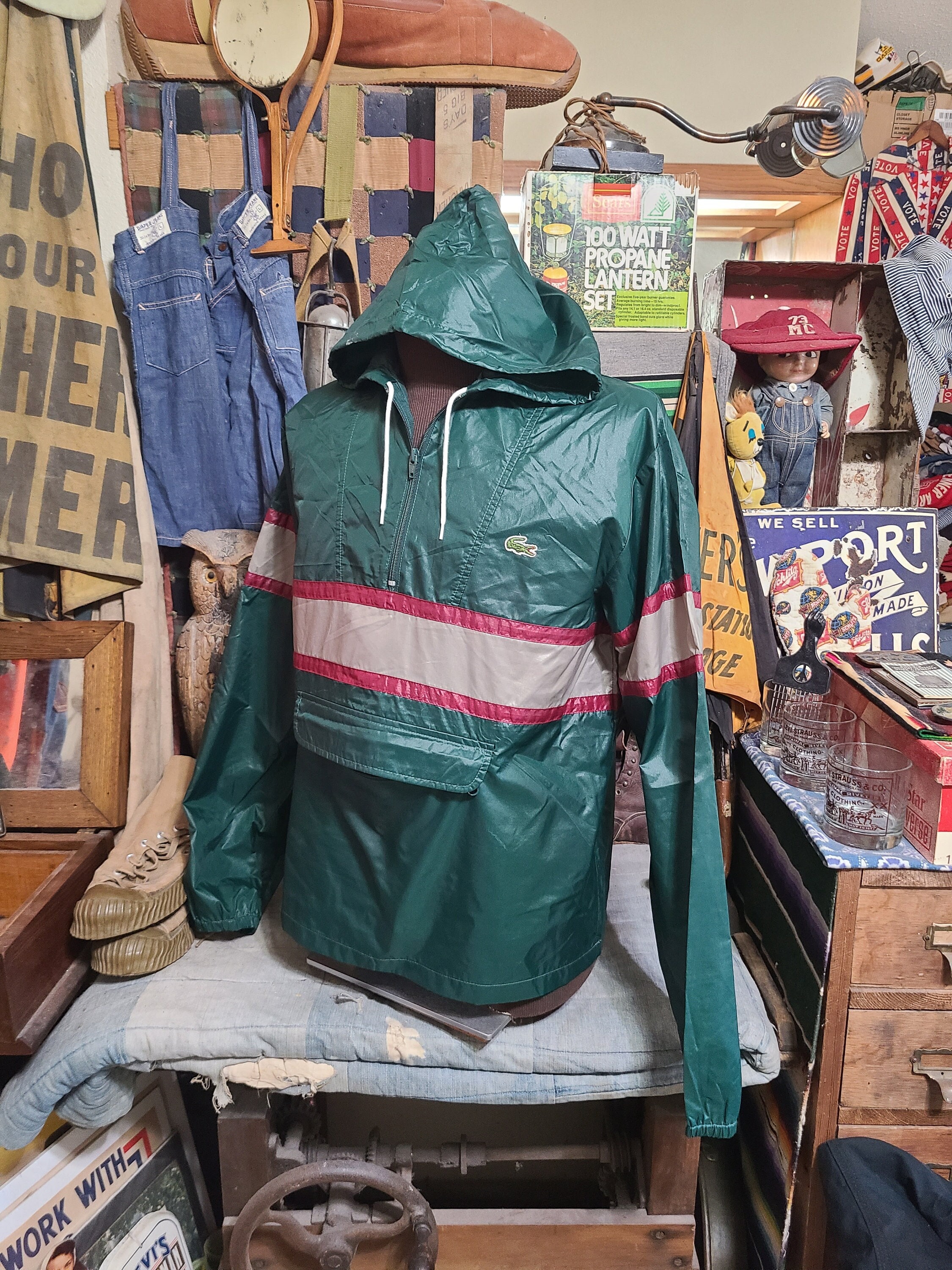 Vintage 80s Izod Lacoste Alligator Raincoat Hoodie Parka Etsy