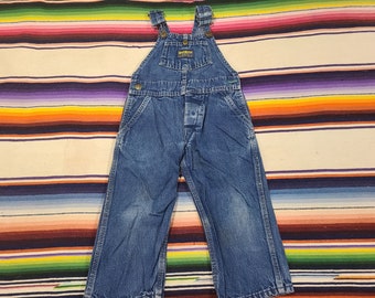 Vintage 80s Osh Kosh vestbak perfectly faded Denim USA Toddler Baby kids childs Work wear overalls