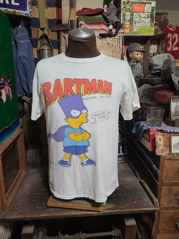 Vintage 1990 Bart Simpson Bartman super hero tv s… - image 1