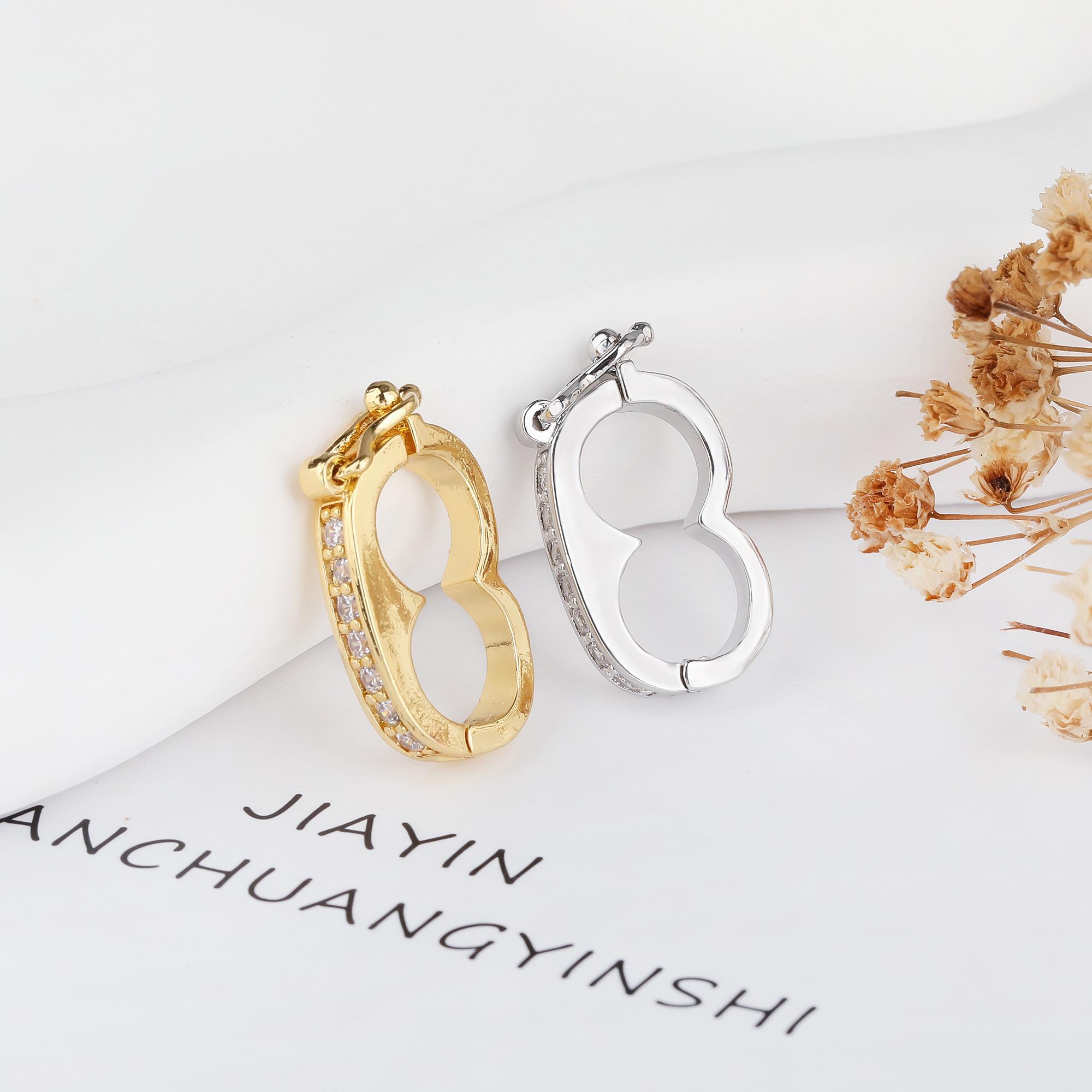 18k Gold Shortener Enhancer Clasp for Bracelet Necklace, Gold CZ Zircon ...