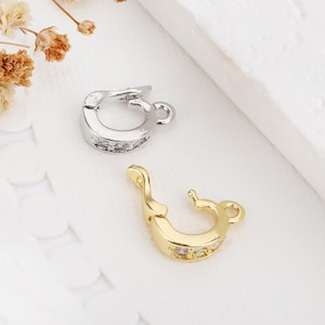 18k Gold Shortener Enhancer Clasp for Bracelet Necklace, Gold CZ Zircon Clasp, Shortener Clasp