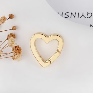 18K Gold Filled Gold Silver Spring Gate Ring Heart Clasp,Push Clip Clasp,Spring Gate for Jewelry Making