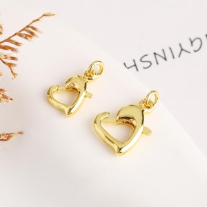18K Gold Filled Gold Spring Gate Ring Heart Clasp,Push Clip Clasp,Spring Gate for Jewelry Making
