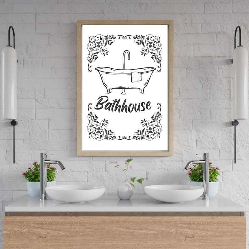 Bathroom Wall Art, Printable, Farmhouse Style - Etsy