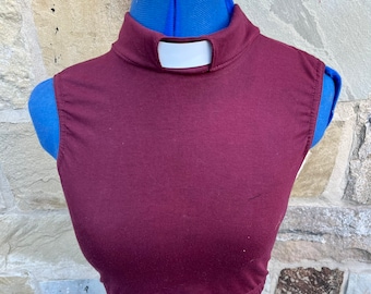 Burgundy vicar, clergy,dickie ,vestment top .stretch spandex for great fit