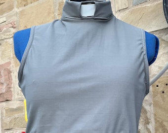 Grey vicar top clergy,dickie ,vestment top .stretch spandex for great fit