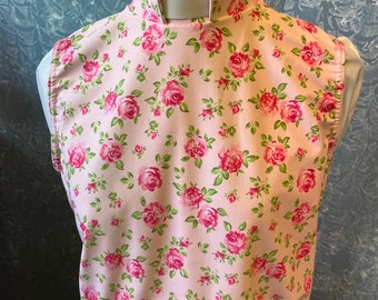 Pink rosebud spandex  stretch vicar ,clergy,dickie vestment top .size made to order in soft spandex .many sizes available