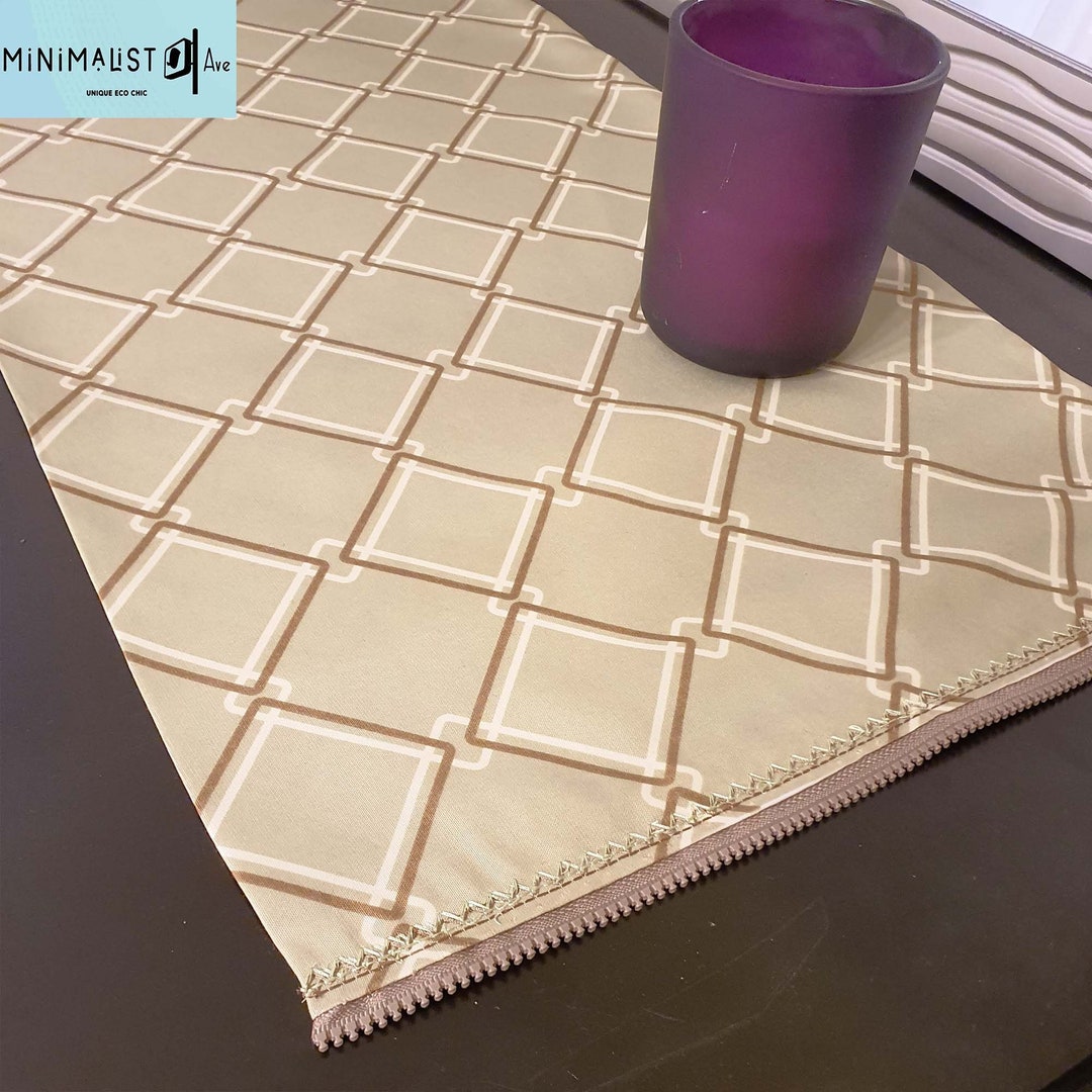 Sage Table Runner, Olive, Moss, Geometric Print, Table Runner, Unique