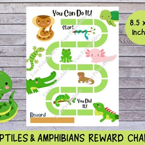 Reptiles and Amphibians Reward Chart Printable, Kids Behavior Chart, Reward Chart for Kids