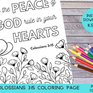 Bible Verse Coloring Page, Colossians 3:15, Printable Scripture Coloring Sheet