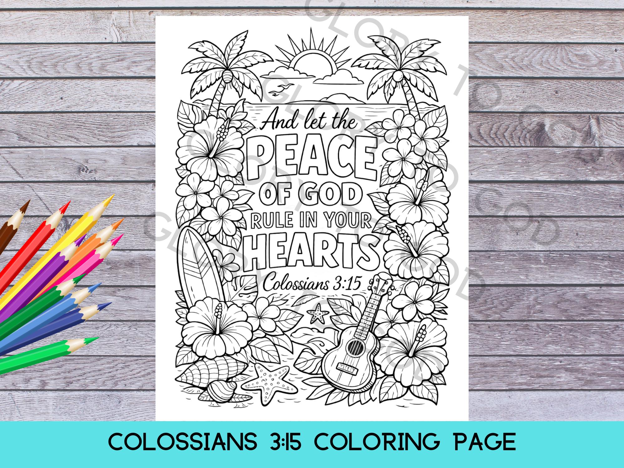 Colossians 3:15 Christian Coloring Page, Peace of God Bible Verse ...