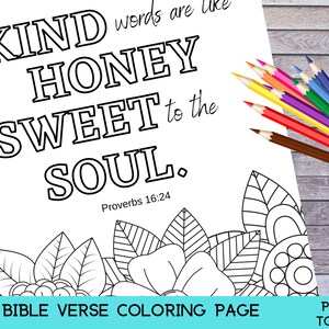 Bible Verse Coloring Page, Proverbs 16:24, Printable Scripture Coloring Sheet