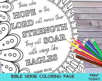 Bible Verse Coloring Page, Isaiah 40:31, Bible Coloring Page, Printable