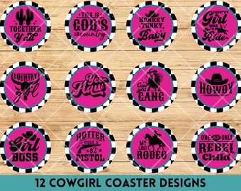 Cowgirl Car Coaster PNG, Diseño de sublimación de llavero, Descarga occidental, Rodeo