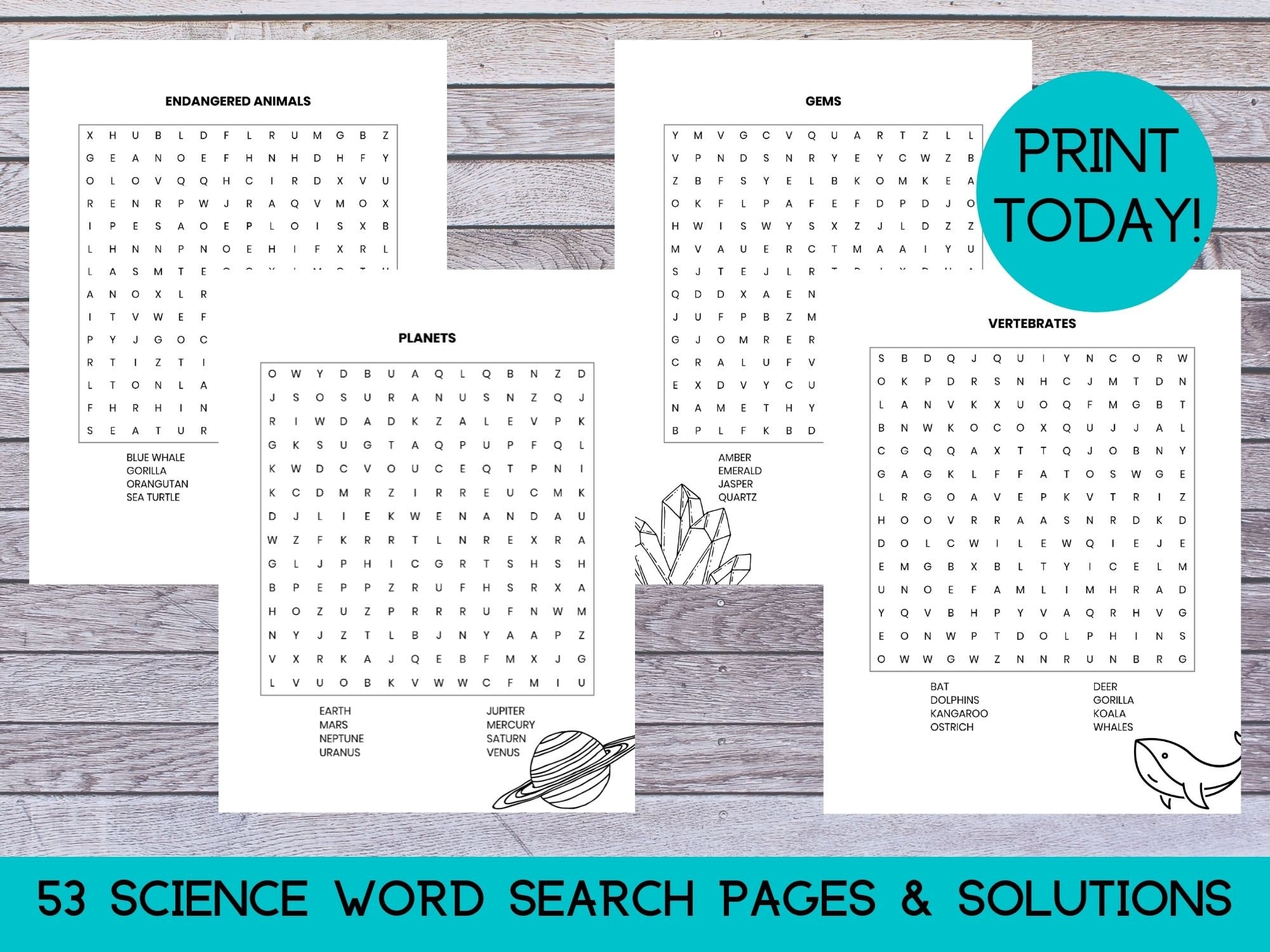 53 printable science word searches science worksheets etsy