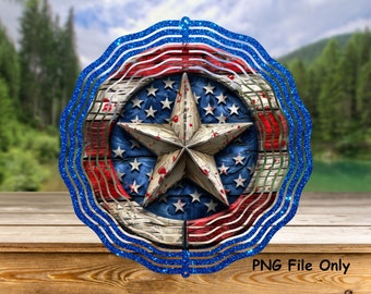 Amerikanischer Stern als Windspiel (PNG), Windspiel-Sublimation, rundes PNG-Design, USA-Flagge