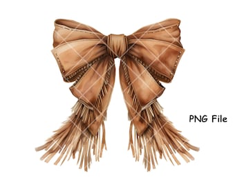 Western Cowgirl Bow PNG, Brown Leather Bow, Coquette Cowgirl, Cowgirl Bow Clipart