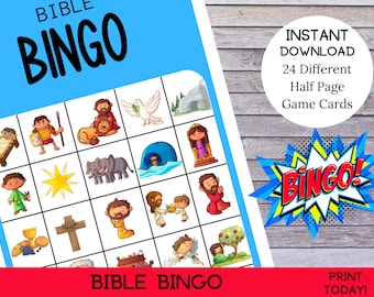 Bible Bingo, 24 Different Cards, Sunday School Game, Homeschool Games, Classroom Activities, Bible Story BIngo