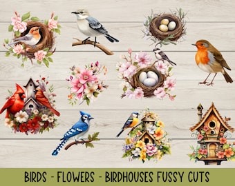 Fussy Cut Birds, Florals, Birdhouses, Junk Journals, Journal Ephemera