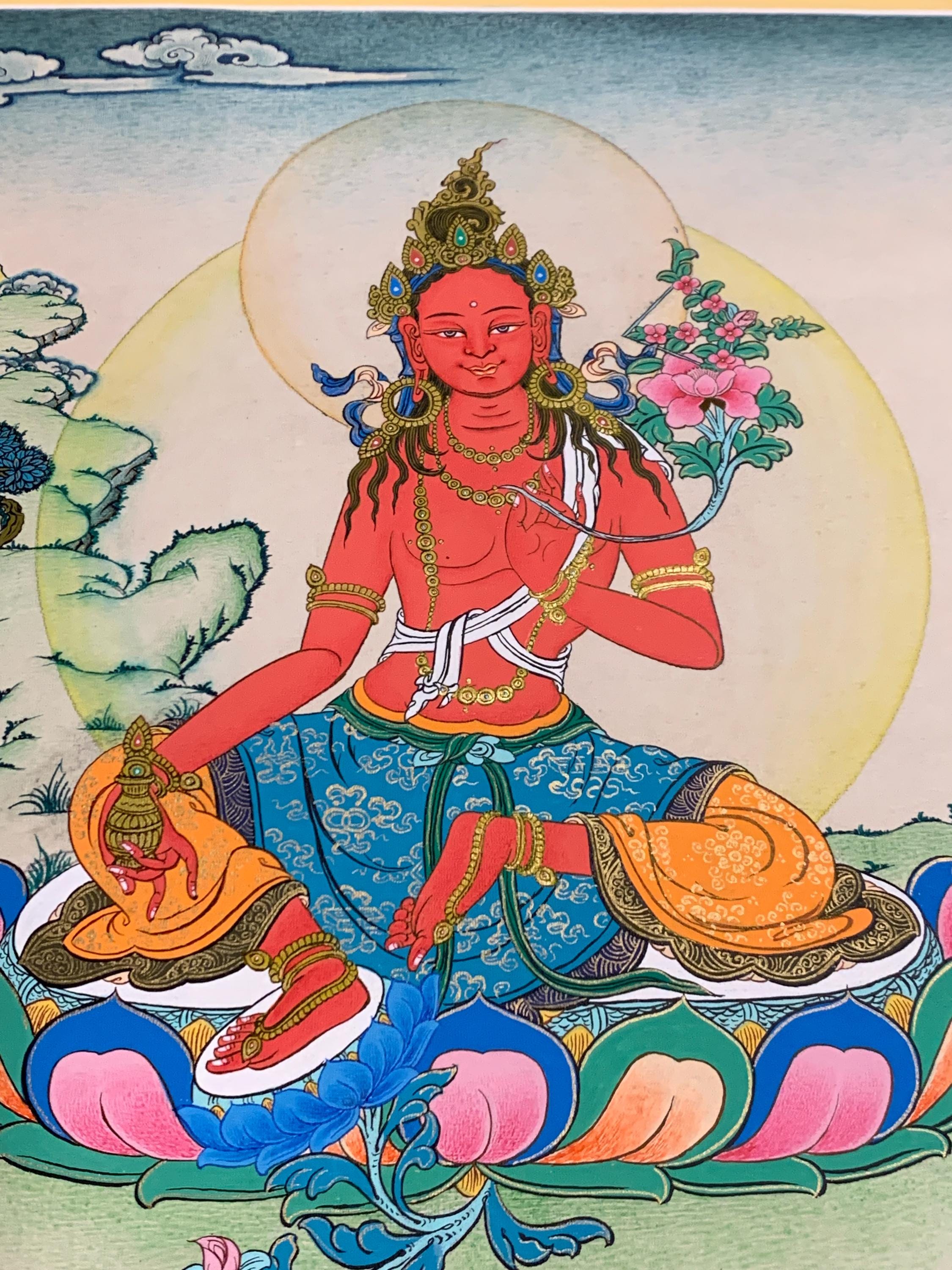 Tangka Red Red Tara Thangka Painting. Original Hand Painted Dolma Marmo. - Etsy