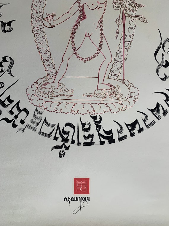 76x52 Cm Vajrayogini Mantra Cycle. Queen of Dakinis Vajrayogini in