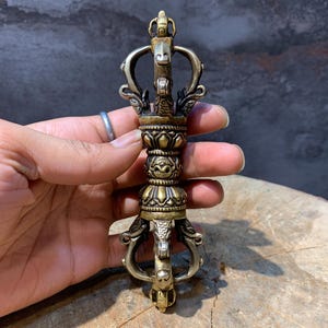 Fine quality Vajra. Dorje made of brass and white metal. hand crafted 5 pronged vajra.