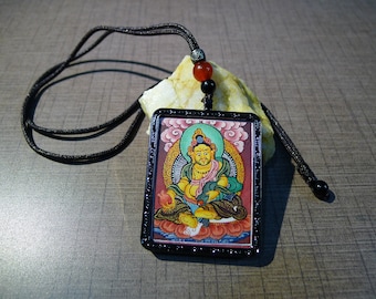 4x5 cm mini Dzambhala pendant. Jambhala ghau box. filled with blessing items inside. god of wealth. kuber. necklace. for magnetizing wealth