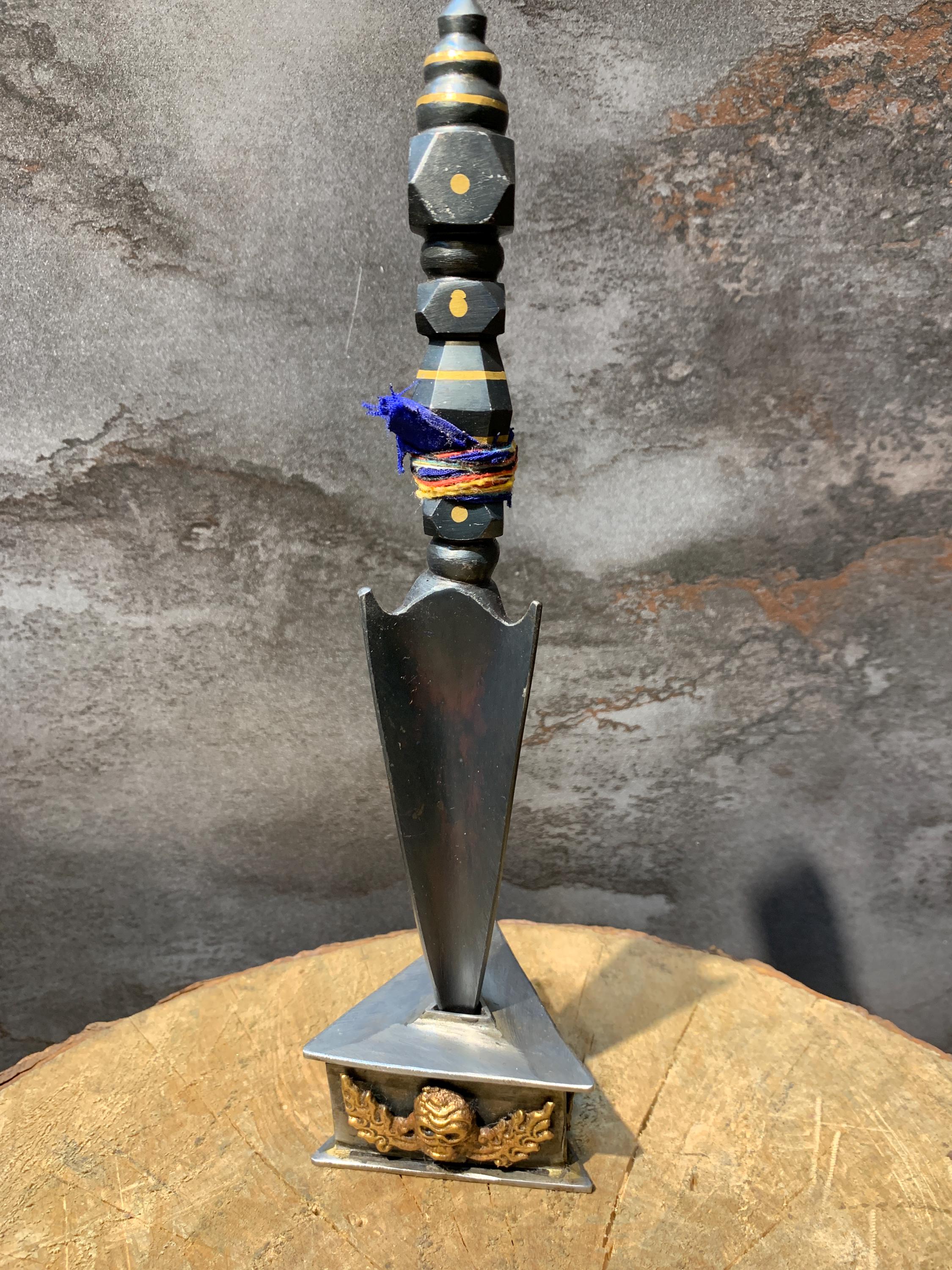 Plain Black Phurba With Stand. Made of Cold Iron. Hand Made Iron Kilaya ...