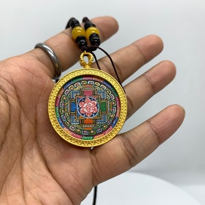 Monk Blessed Kalachakra Mandala Pendant, Mandala Amulet