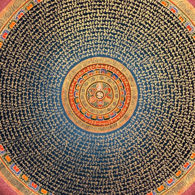 Script Mandala Colorful Mantra Mandala Thangka, Thangka Painting. Prayer of Arya ...