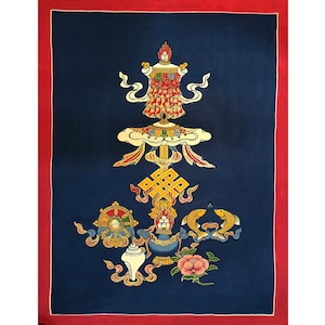 55x42 cm Eight auspicious symbols. for good luck. Tibetan style auspicious symbols. tibetan wall decor. Tashi Taggye. for good fortune.