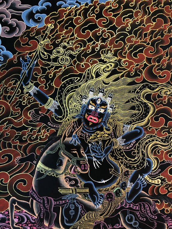 69x54 Cm, Fine Quality Palden Lhamo Thangka. Dharma Protector