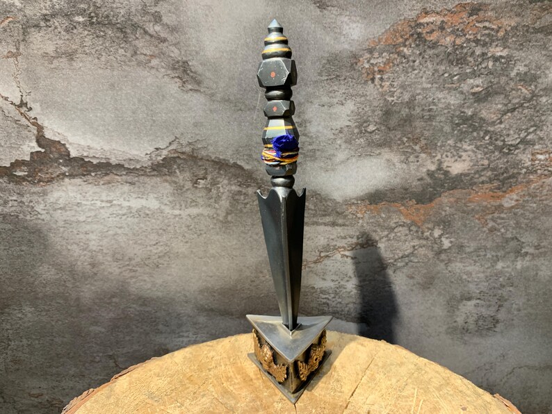 Plain Black Phurba With Stand. Made of Cold Iron. Hand Made Iron Kilaya ...