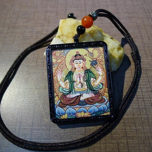 4x5 cm Mini avalokitesvara pendant. avalokitesvara ghau box filled with blessing objects. Compassion buddha. avalokitesvara thangka. ghau