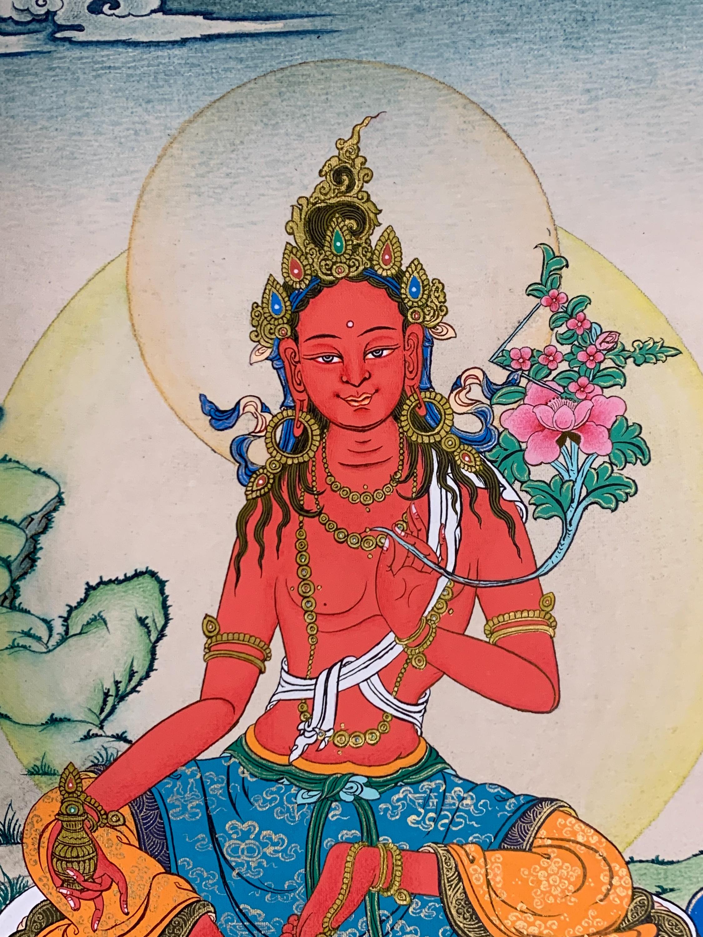 Tangka Red Red Tara Thangka Painting. Original Hand Painted Dolma Marmo. - Etsy