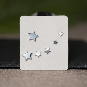 Star earring, sterling silver star stud earrings, Tiny stud earrings set of 3, small silver stud, Tiny earrings set for multiple piercings