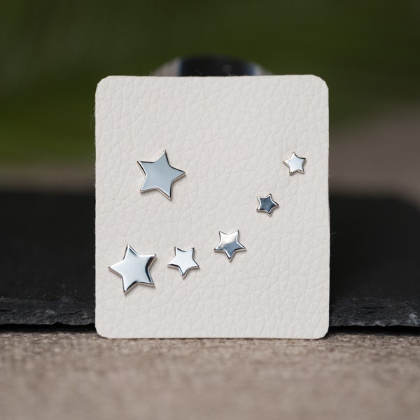 Star earring, sterling silver star stud earrings, Tiny stud earrings set of 3, small silver stud, Tiny earrings set for multiple piercings