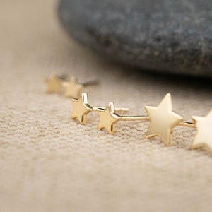 Silver star earrings, everyday earring set, sterling silver star earrings 14 K gold, minimialistic gift-silver jewelry, stud earring set